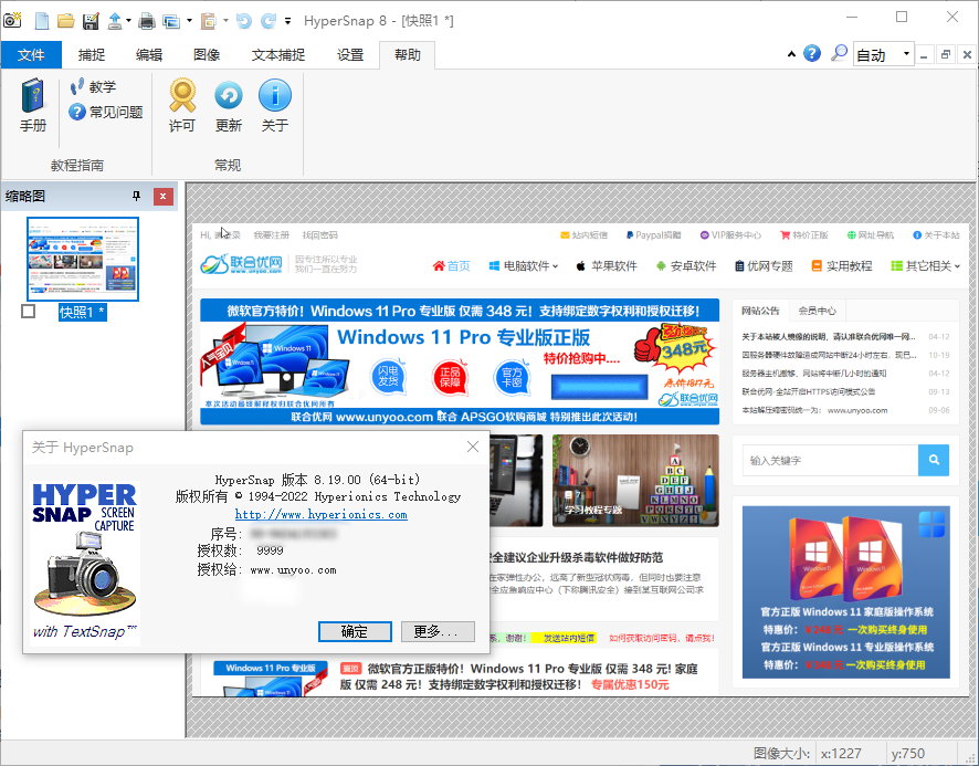 Hypersnap v8.19.00 x86/x64 中文正式注册版-屏幕截图工具